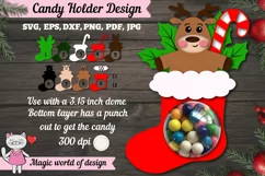 Deer in a Christmas sock candy dome svg, Layered Paper Product Image 1