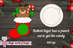 Deer in a Christmas sock candy dome svg, Layered Paper Product Image 2