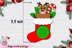 Deer in a Christmas sock candy dome svg, Layered Paper Product Image 3