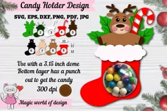 Deer in a Christmas sock candy dome svg, Layered Paper Product Image 4
