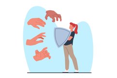 Disgruntled woman uses shield to defend herself from harassm Product Image 1