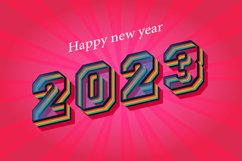 2023 happy new year card Trendy Retro text effect 3d render Product Image 1
