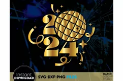 New Year disco ball SVG | 2024 SVG | New Year sublimation Product Image 1