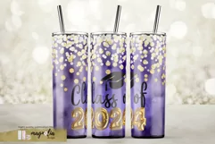 Class of 2024 graduation violet glitter tumbler png Product Image 1