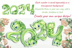 Chinese New Year 2024, Cartoon Green Baby Dragons, 2024 Cute Dragon clipart, Happy New Year of the Dragon, Baby Dragons PNG for planners, kids calendar