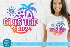 Elevate your girls' trip with our 2024 SVG. Create adorable shirts and tote bags effortlessly using Cricut and Silhouette machines. Perfect for a stylish getaway!