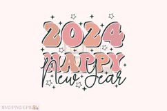 Retro Groovy, 2024 Happy New Year SVG T-shirt Design Product Image 1