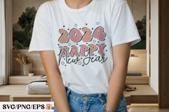 Retro Groovy, 2024 Happy New Year SVG T-shirt Design Product Image 3