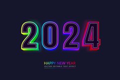 2024 happy new year 3d realistic isolated neon text effect. Product Image 1