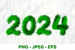 2024 numbers made of fir branches sublimation design Product Image 1
