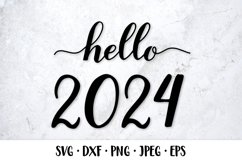 Hello 2024 hand lettered SVG. New Year shirt design Product Image 1