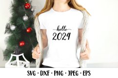 Hello 2024 hand lettered SVG. New Year shirt design Product Image 2