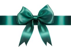 Green bow shiny satin ribbon png Product Image 1