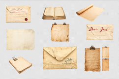 Blank Sheets of Aged Paper &amp; Letters PNG Product Image 1