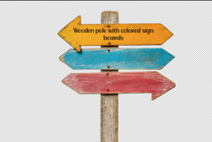 Wooden post with colored directional signs Product Image 1