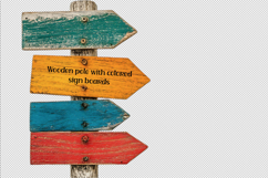 Wooden pole with colored sign boards Product Image 1