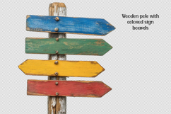 Wooden post with vibrant sign boards Product Image 1