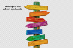 post with colored directional signs Product Image 1