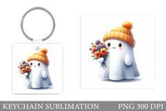 Cute Ghost Keychain Design. Cute Halloween Keychain Product Image 1