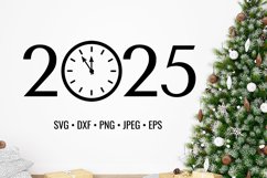 2025 with clock SVG. New Year shirt design. Holidays card Product Image 1