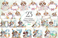 Cute Puppy Happy Birthday Clipart Product Image 1