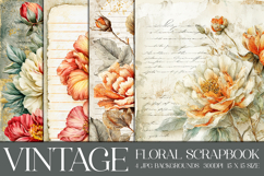 Vintage Floral Background, Floral Scrapbook Backgrounds, s6 Product Image 1