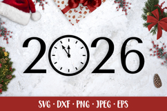 2026 with clock SVG. New Year shirt design. Holidays card Product Image 1