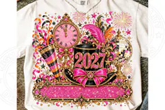 2027 New Year Glam Pink & Gold Disco Ball Party PNG Product Image 1