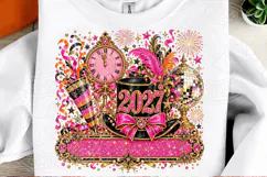 2027 New Year Glam Pink & Gold Disco Ball Party PNG Product Image 2