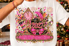 2027 New Year Glam Pink & Gold Disco Ball Party PNG Product Image 3