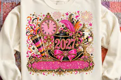 2027 New Year Glam Pink & Gold Disco Ball Party PNG Product Image 4