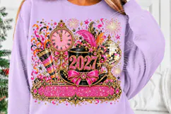 2027 New Year Glam Pink & Gold Disco Ball Party PNG Product Image 5