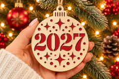 2027 New Year Ornament SVG, Laser Cut Star Bauble Design Product Image 2