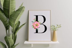 Floral Alphabet Clipart, pink peonies, Sublimation Design , Product Image 2