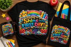 Ready to Shine First Day PNG | Back to School Design Product Image 1