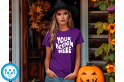 Purple women Tshirt Mockup, Halloween tshirt mockup Product Image 1