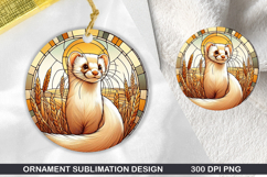 Ferret Stained Glass Ornament PNG, Digital Download File Product Image 1