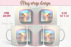 Summer beach palm tree mug wrap 15oz sublimation designs png Product Image 1