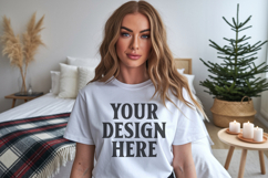 Bella Canvas 3001 White Christmas Shirt Mockup, Trandy Product Image 1
