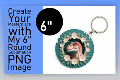 Stylish Circle Design Keychain PNG , Cute Dino Product Image 1