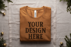 Christmas Bella Canvas 3001 Heather Mustard Folded Tshirt Mo Product Image 1