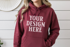 Maroon Gildan 18500 Hoodie Mockup, G18000 Hoodie Model mock Product Image 1