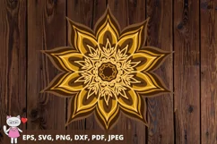 3D Mandala SVG, Sunflower svg file, Layered Mandala svg, Product Image 1