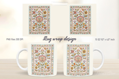 Fall floral pattern mug wrap design png| Cute autumn flowers Product Image 1