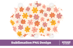Retro Flowers Background Png Floral Paper Sublimation Splash Product Image 1