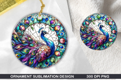 Feacock Stained Glass Ornament PNG, Sublimation PNG Design Product Image 1