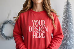 Christmas Gildan 18000 Red Crewneck Sweatshirt Mockup Product Image 1