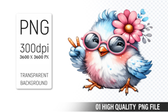 Cute Chicken, Animal Sublimation Clipart PNG Product Image 1