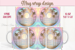 Summer beach palm tree mug wrap 15oz sublimation designs png Product Image 1