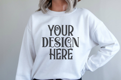 White Gildan 18000 Mockup, Sweatshirt Crewneck Mockups Product Image 1